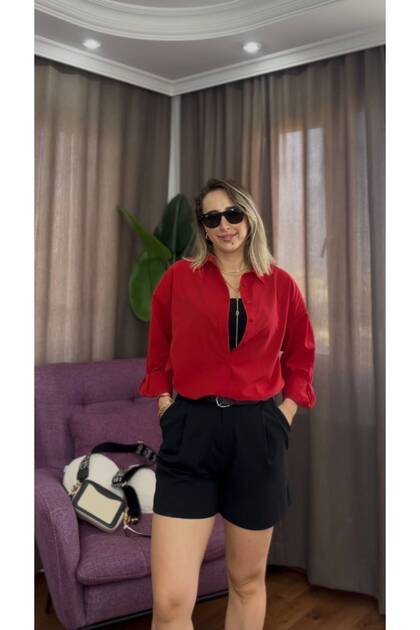 Oversize Kırmızı Gömlek