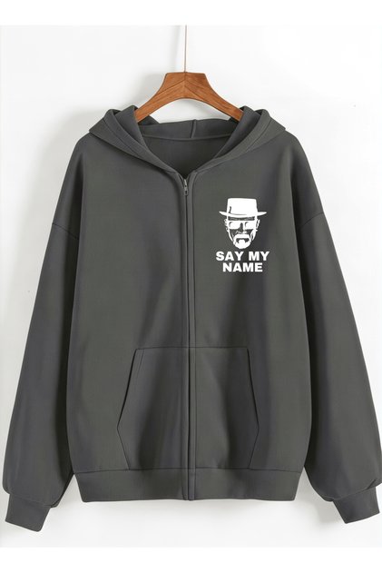 Breaking Bad Printed 3 Thread Combed Cotton Hooded Oversize Cardigan