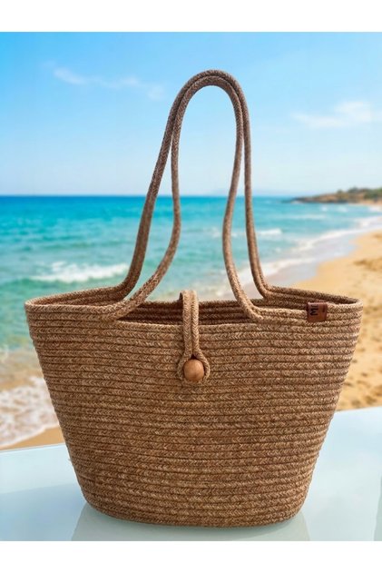 Wooden Bead Nature-Respectful Straw Jute Beach Bag - Add Your Touch to Your Style and the World!