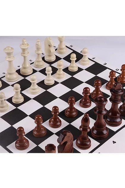 4 in Chess Board 32 Pieces Wooden Chess King Height 110mm Game Set Chessmen Chess Leathe Board Compe