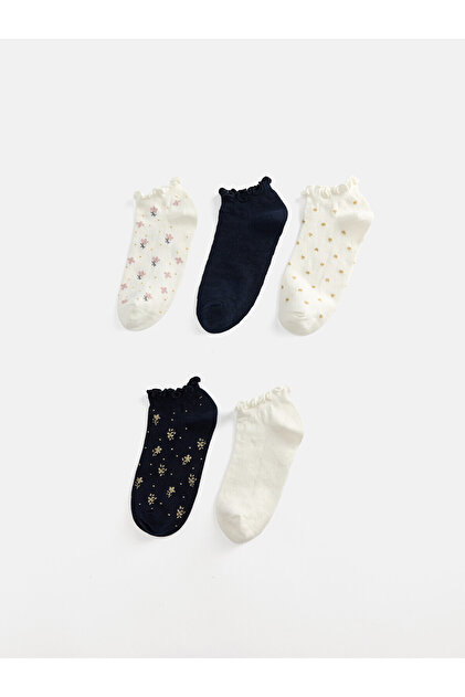 Alita City Lcw Dream Ecru Patterned 5-Piece Pack Women's Booties Socks with a Difference