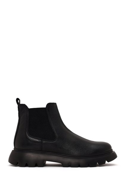 Men's Black Thick Soled Leather Chelsea Boots Wm620011Df