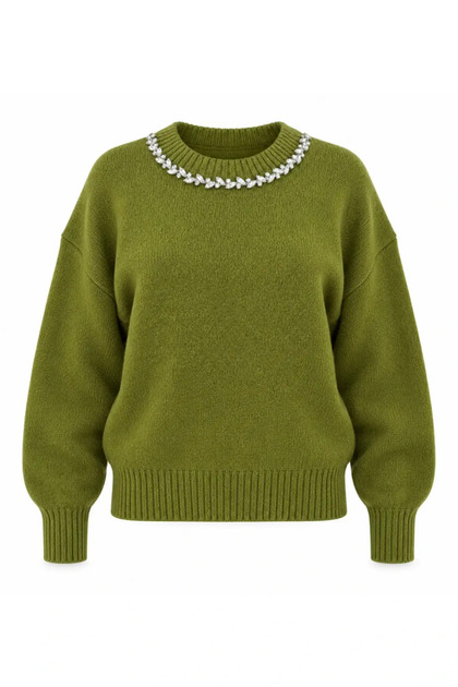 Angora Handcrafted Stone Embroidered Sweater