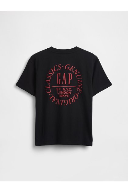 Erkek Çocuk Siyah Relaxed Grafik Logo T-Shirt