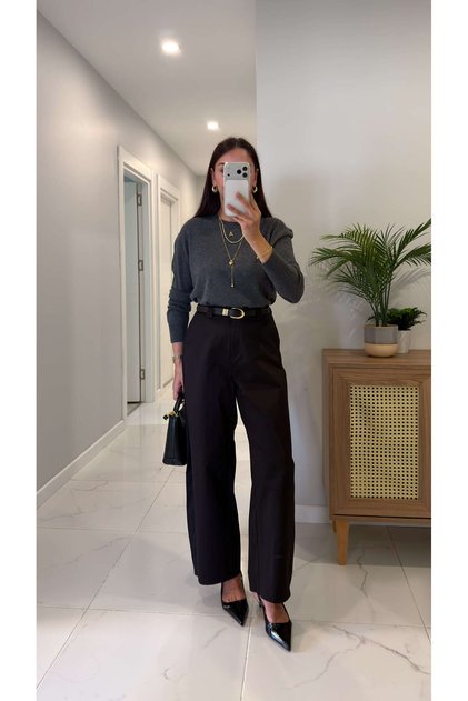 Vinda Black High Waist Balloon Cut Pants