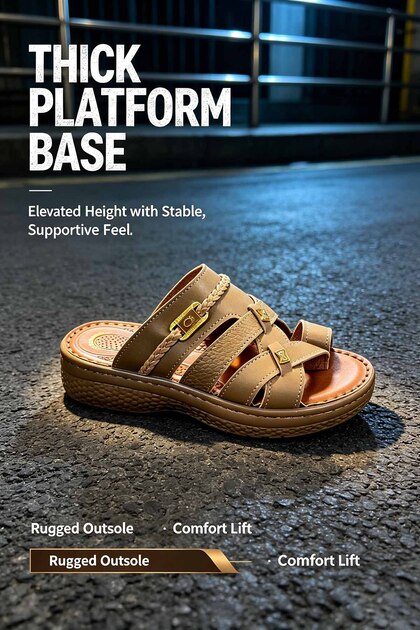 Casual City Walk Sandals - Layered Wedge Sole Design