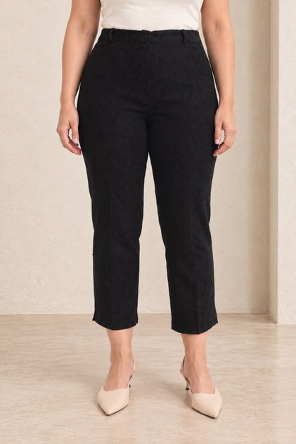 Lyocel-Enhanced Lizal Large Size Woven Trousers Black