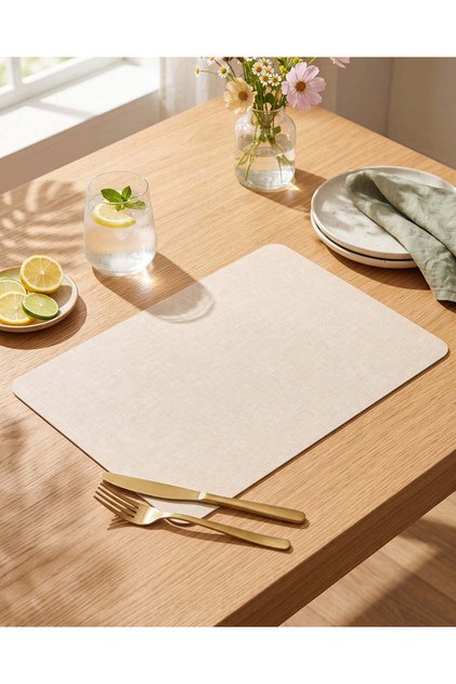 Beige Textured Rectangular Placemat Set 4 Piece