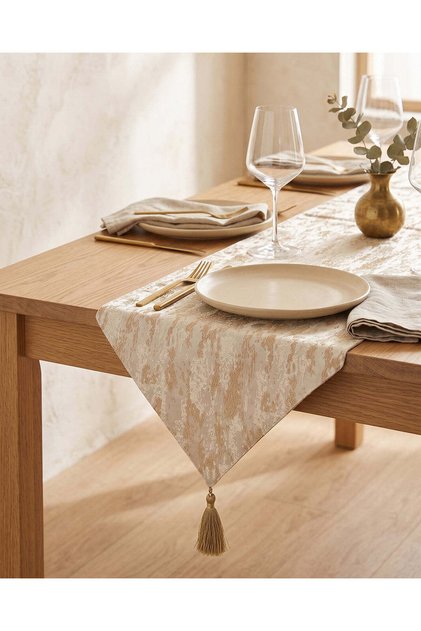 Gold And Ivory Textured Table Runner