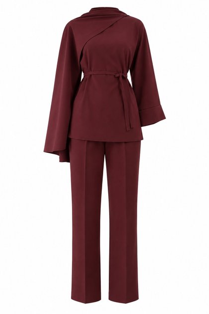 Burgundy Self-Shawl Set of 2 - 2Y8752