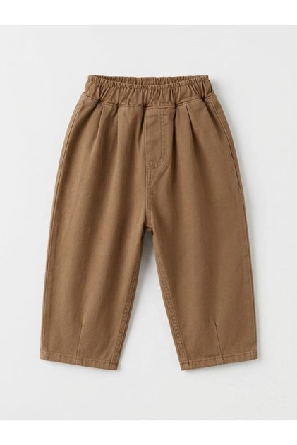 Unisex Kids' Caramel Denim Trousers - Elastic Waist Comfortable Fit Casual Cotton Pants