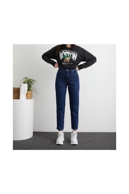 Blue Mom Jean High Waist Flexible Lycra Women's Jeans