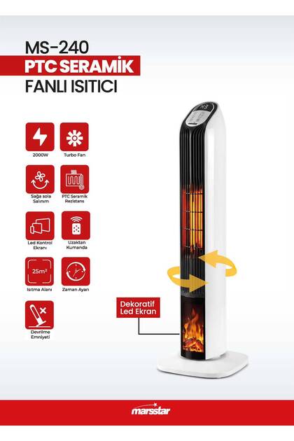 MS-240 PTC Seramik Fanlı Isıtıcı