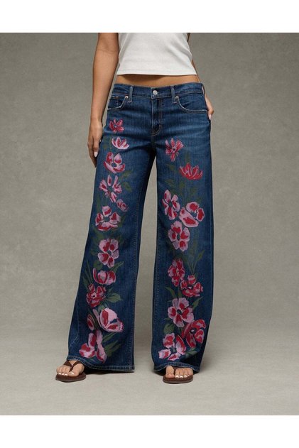 AE Low-Rise Floral Print Baggy Ultra Wide-Leg Jean