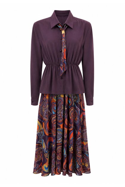 Patterned Skirt and Shirt Set