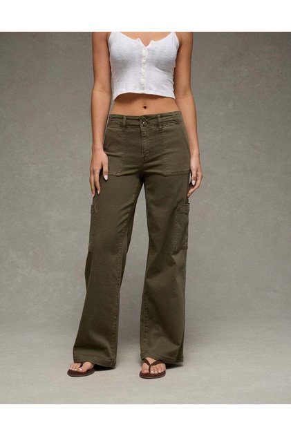 AE Stretch Super High-Waisted Wide-Leg Cargo Pant