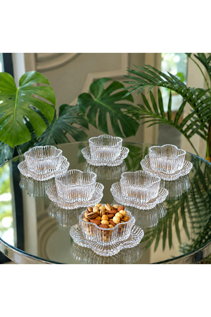 Lotus 12 Piece Cast Iron Footed Serving Set Magnolia Ice Cream Bowl Cup Snack Bowl