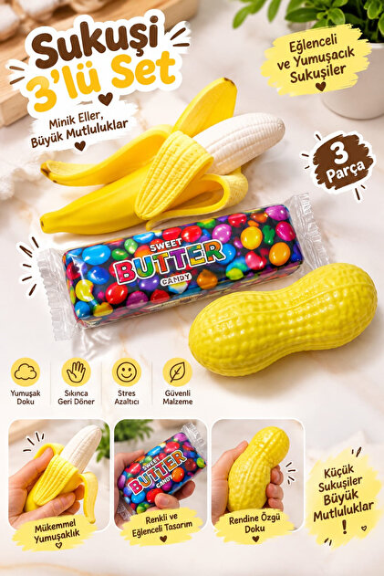 Pofika Sukuşi Renkli Jellybon Butter + Fıstık +Needoh Soyulmuş Muz