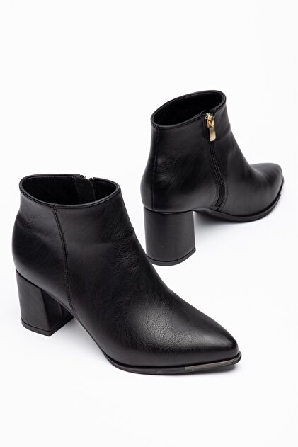 Matte Leather Thick Heeled Zippered Women's Boots
