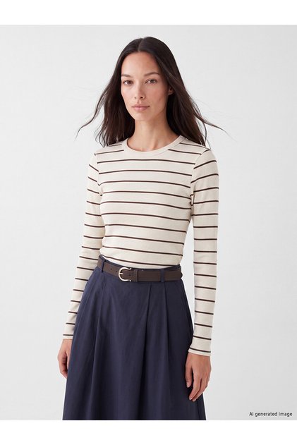 Texx Store Quality Lcw Everyday Brown Camisole Striped Super Skinny & Extra Narrow Long Sleeve Ka