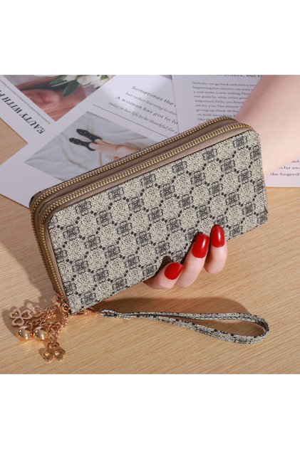 Grey Large-capacity Simple Long Wallet, Faux Leather Zipper Purse, Casual Multifunctional Clutch Bag
