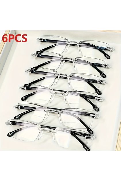 +200 6pcs 6pcs Ultra-Light Rimless Reading Glasses for Men & Women - HD Presbyopic Readers