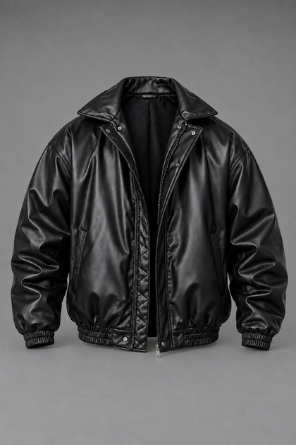 Men's Black Oversize Vintage Leather Jacket