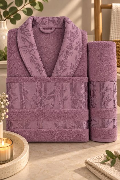 Single Bathrobe Set Unisex 100% Cotton 3 Pieces