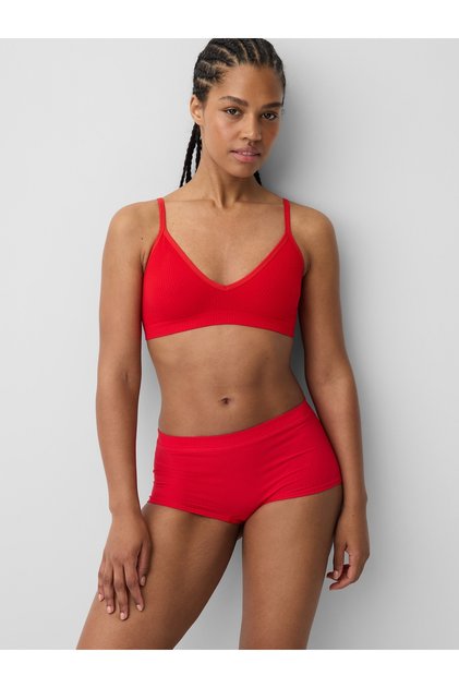 Kadın Kırmızı Seamless Fitilli Triangle Bralet