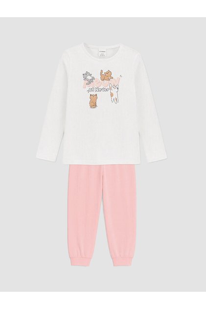 Vizyon New Season Pink Printed Girls' Pajama Set
