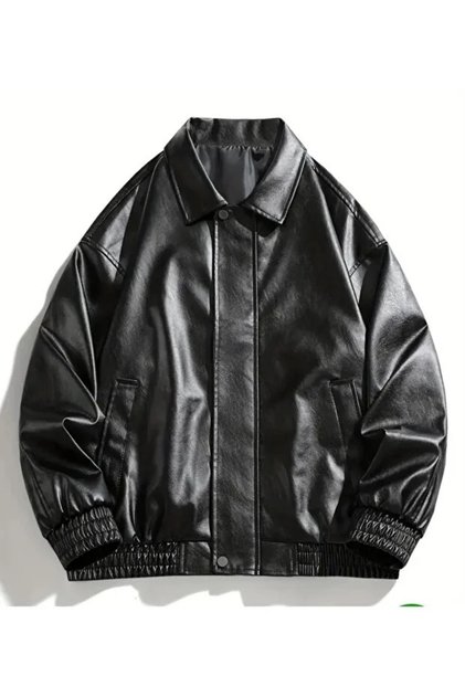 Oversized Men's Black Leather Jacket