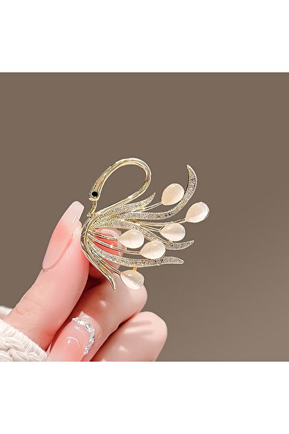 Kuğu model Gold renk Yaka iğnesi Broş 3.5x3.5 cm