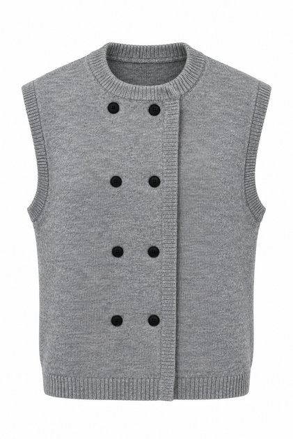 Gray Double-Buttoned Sweater