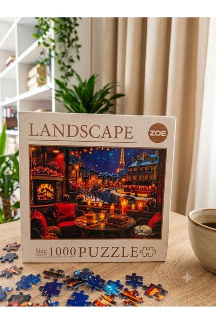 Landscape 1000 Parça Puzzle Mum Işığı Kış Kafesi / Candlelight Winter Cafe