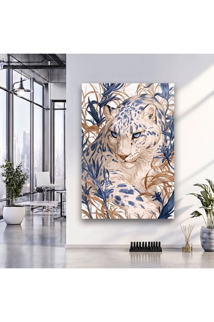 Beta Home Desing Mistik Kar Leoparı Cam Tablo