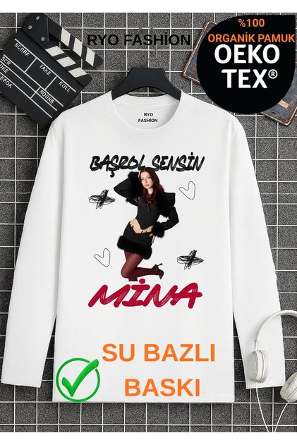 Manifest You Are the Main Character Zoktay Mina Esin Hilal Sueda Lidya Designed Long Sleeve T-Shirt 100% Organic Cotton White