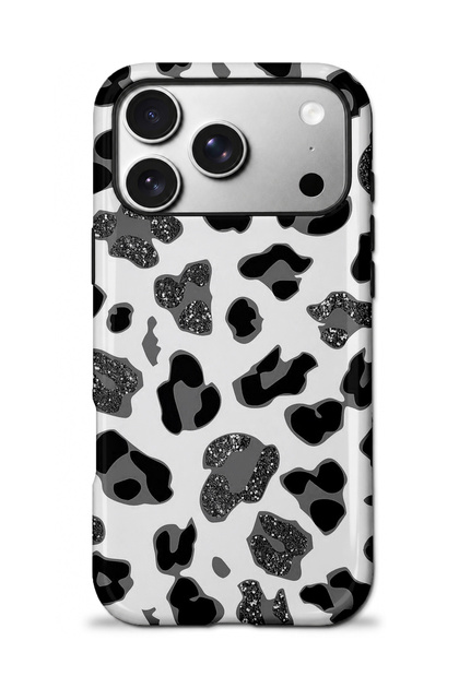 Compatible with iPhone 17 Pro Max / 18 Pro Max - Gray Leopard, Dual Layer Cover, Glossy Surface Protective Case