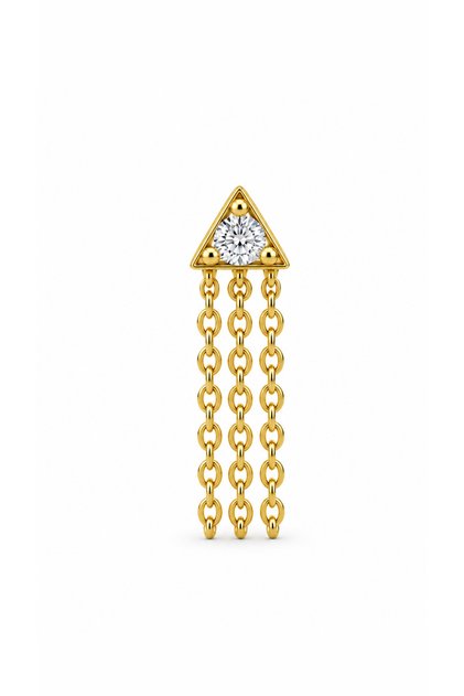 Zirkon Taşlı Üçgen Zincir Sallantılı Çelik Tragus Piercing