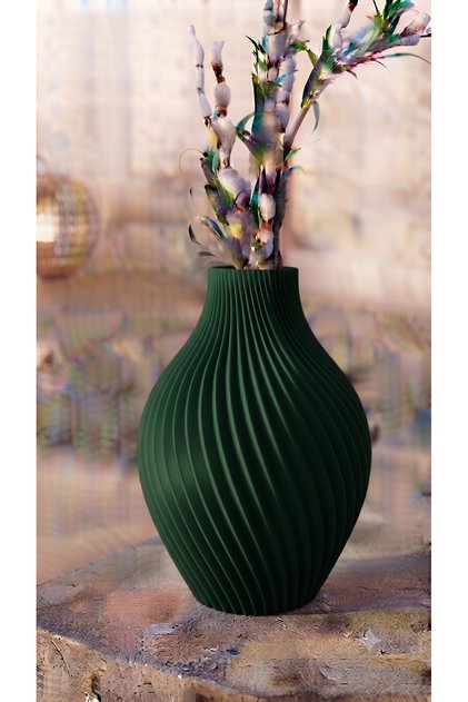 OKTFORGE Dekoratif Modern Spiral Vazo, 3D Tasarım Ev ve Ofis Hediyelik Salon Aksesuarı
