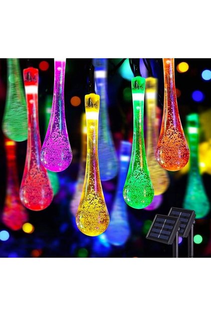 Lămpi Solare Decorative cu 20 LED-uri Tip Ghirlandă Picături, Multicolor, 5 m, pentru Grădină și Curte
