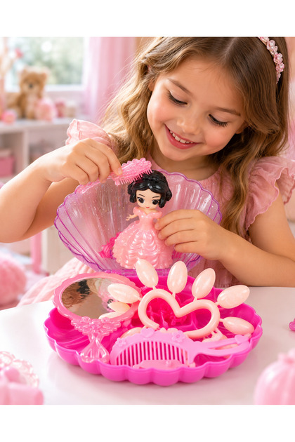 Oyuncak Çantalı Bebekli Güzellik Seti Pembe