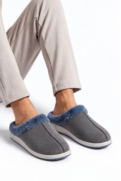 Men'S- Furry House Slippers, Furry Plush Men's House Slippers, Soft Sole, Winter House Slippers