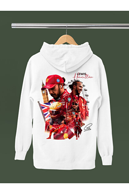 Lewis Hamilton Printed Cotton Long Sleeve Ribbed 3 Thread Hooded F1 Sweatshirt