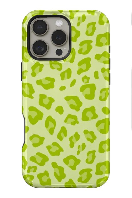 Compatible with iPhone 16 Pro Max - Green Leopard, Dual Layer Cover, Glossy Surface Protective Case