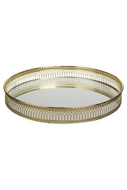 Tava Metalica cu Suprafata Oglinda & Margine Aurie Ø25x4cm