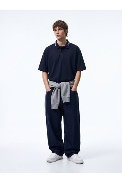 Regular Fit Pike Polo Collar Navy Blue T-Shirt