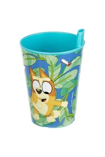 Pahar din Plastic cu Pai Incorporat Bleu Bluey 260ml