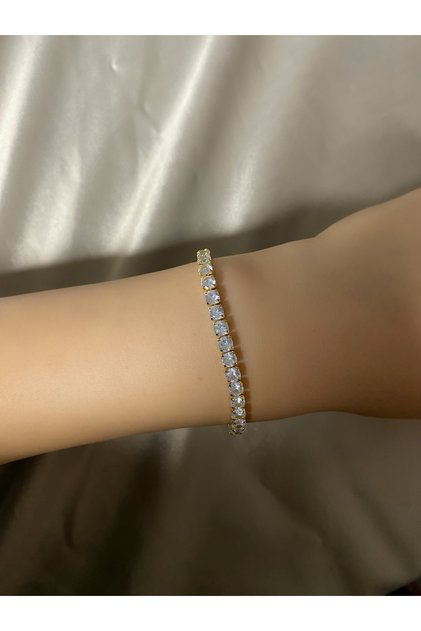 Gold Su Yolu Taşlı Bileklik Ayarlanabilir | Çelik
