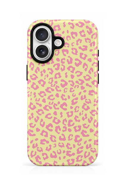 iPhone 16 Compatible - Pink Leopard, Double Layer Cover, Glossy Surface Protective Case