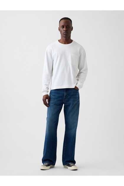 Erkek Koyu Mavi Loose Boot Jean Pantolon